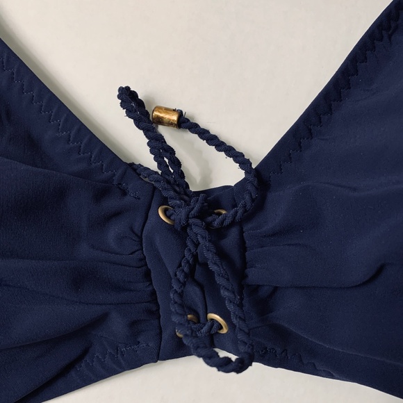 Lands' End Navy Nautical Swimsuit Halter Top Skirt - Picture 3 of 7